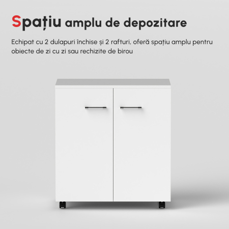  comoda TV, roti incluse, 60x35x65cm, alba [6]