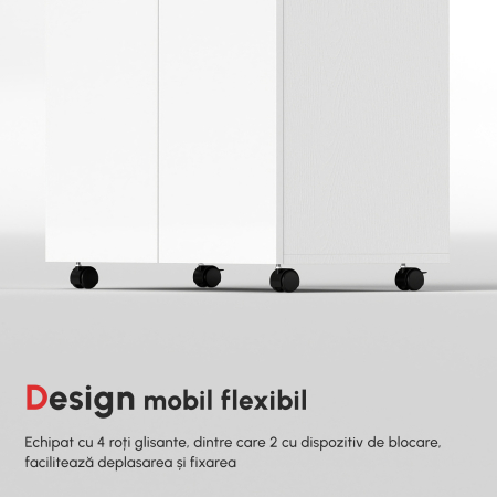  comoda TV, roti incluse, 60x35x65cm, alba [8]