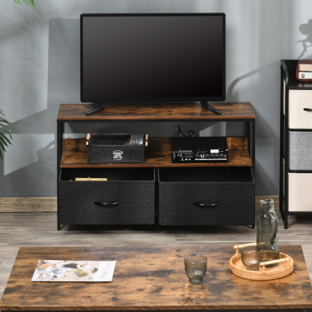  comoda TV stil industrial 98x29x56cm, maro si negru [1]