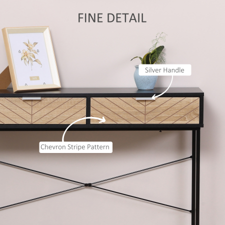 Consola Moderna  pentru Hol si Sufragerie cu 2 Sertare Metalice 100x30x75cm - Negru [5]