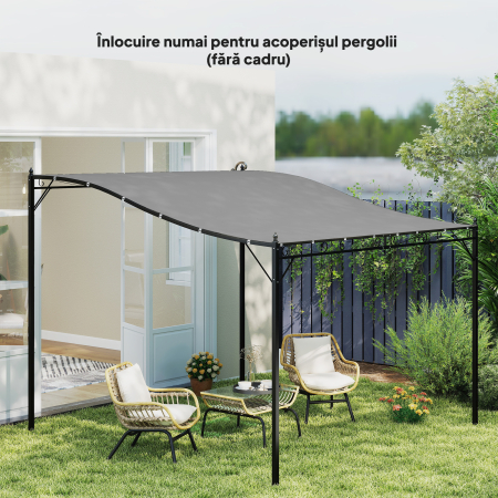  Copertina de Rezerva pentru Pergola cu 16 Orificii de Scurgere, Carlige şi Inele, 297x 297 cm, Gri inchis [1]