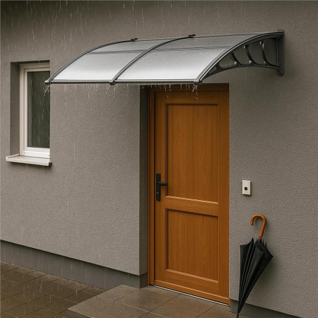 Copertina dubla protectie usa si fereastra, policarbonat cu protectie UV, 200 x 100 cm, gri transparent [18]