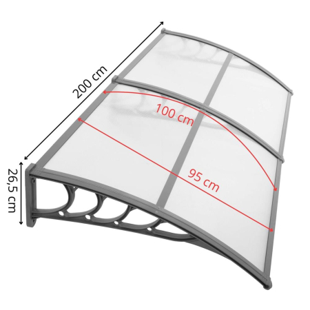 Copertina dubla protectie usa si fereastra, policarbonat cu protectie UV, 200 x 100 cm, gri transparent [16]