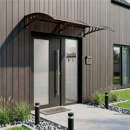 Copertina dubla protectie usa si fereastra, policarbonat cu protectie UV, 200 x 100 cm, maro transparent [17]