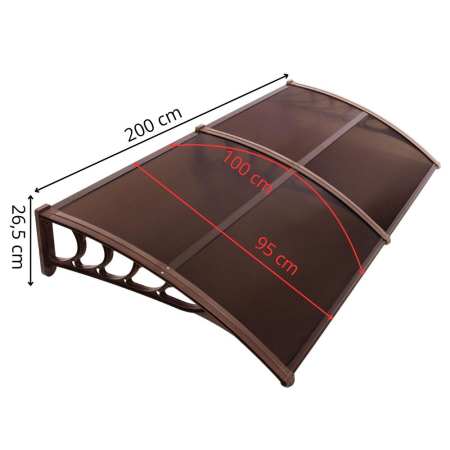 Copertina dubla protectie usa si fereastra, policarbonat cu protectie UV, 200 x 100 cm, maro transparent [15]