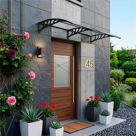 Copertina dubla protectie usa si fereastra, policarbonat cu protectie UV, 200 x 100 cm, negru transparent [19]