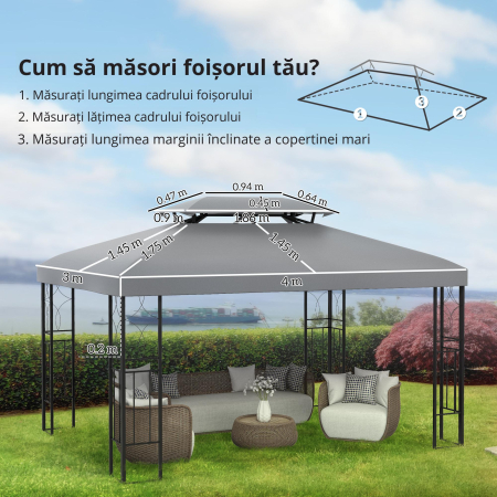  Copertina pentru cort 4x3 m cu 2 niveluri, gri deschis [1]