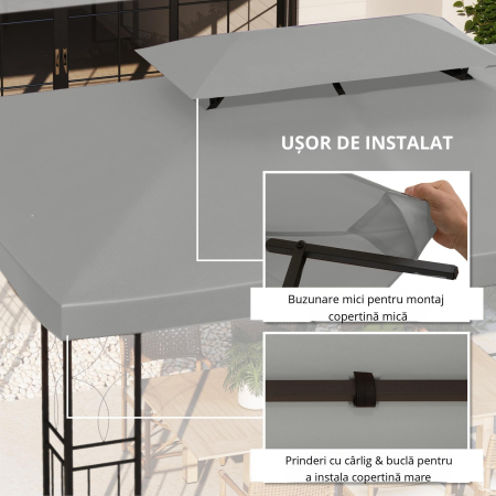  Copertina pentru cort 4x3 m cu 2 niveluri, gri deschis [3]