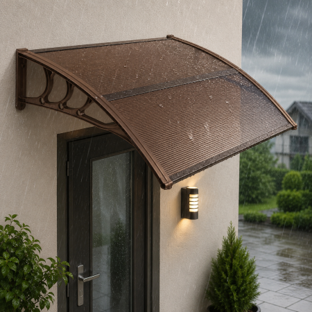 Gradina & balcon - Copertina protectie usa si fereastra, policarbonat cu protectie UV, 150 x 80 cm, maro transparent