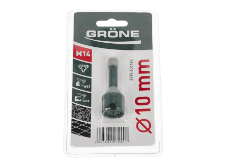 Unelte de vopsit si tencuit - Coroana diamantata Gröne din gresie, Ø 10 mm, maner M14, pachet tubular
