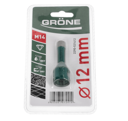Unelte de vopsit si tencuit - Coroana diamantata Gröne din gresie, Ø 12 mm, maner M14, pachet tubular