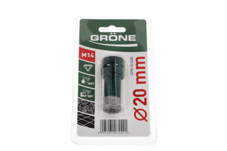 Unelte de vopsit si tencuit - Coroana diamantata Gröne din gresie, Ø 20 mm, maner M14, pachet tubular