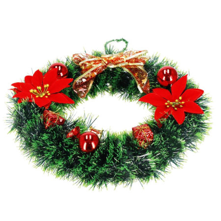 Coronita pentru Craciun, 35 cm, din brad artificial, cu decoratiuni, verde [5]