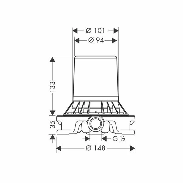 Corp baza incastrat Hansgrohe Axor Starck pentru baterii independente [1]