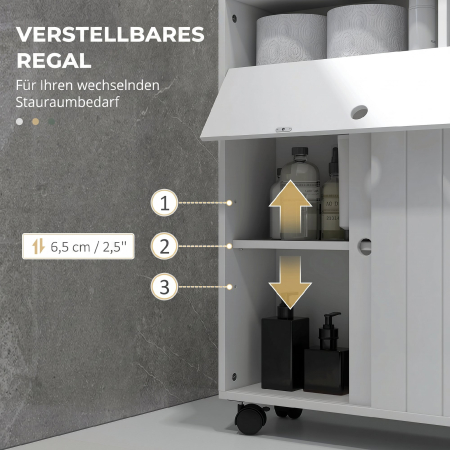  Corp de depozitare toaleta/baie cu locas pentru hartie igienica pe roti - 52 x 17 x 67 cm alb [5]