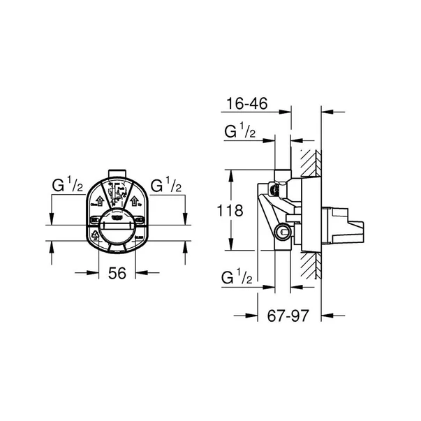 Corp incastrat Grohe pentru baterii cada si dus 1/2" [3]