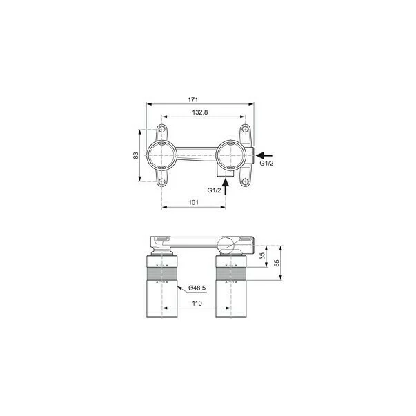 Corp incastrat Ideal Standard pentru baterii lavoar cu montaj pe perete Easy Box [1]