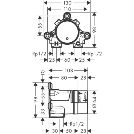 Corp incastrat pentru baterie lavoar baie cu montaj incastrat in perete Hansgrohe Axor Select [1]