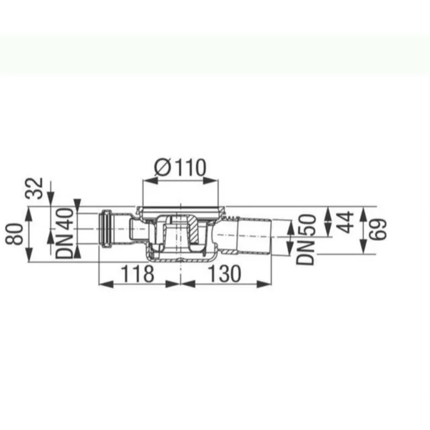 Corp sifon de pardoseala Kessel Superflat de trecere, intrare laterala 4 cm [1]