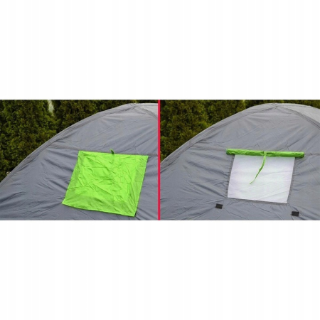 Cort camping 4 persoane cu antreu, impermeabil 3000 mm, 450x210x150 cm, negru si verde [7]