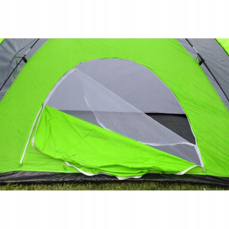 Cort camping 4 persoane cu antreu, impermeabil 3000 mm, 450x210x150 cm, negru si verde [6]
