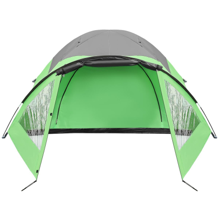 Cort camping 4 persoane cu antreu, protectie UV, impermeabil 3000 mm, 330x250x105 cm, gri [1]