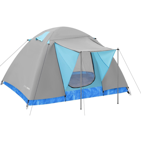 Corturi & articole camping - Cort camping iglu, 4 persoane, impermeabil, plasa anti-insecte, 240x210x130 cm, gri