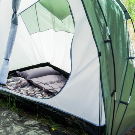 Cort camping, impemeabil, 2 camere + hol, 4 locuri, 460x200x245cm, verde [27]