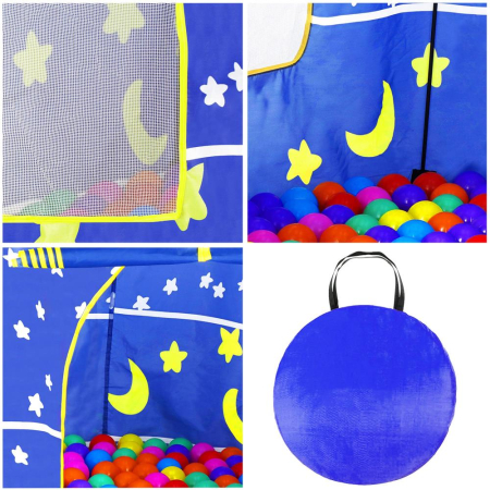 Cort Castel de joaca pentru copii, pliabil, 100x140 cm, albastru [12]