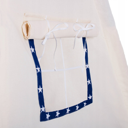 Cort copii Sersimo stil indian Teepee Tent cu fereastra, covoras gros si 2 perne, alb albastru inchis cu stelute [4]