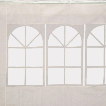 Cort de gradina 300x600 cm, 6 pereti detasabili cu ferestre si usa, structura metalica, PE impermeabil, alb [5]