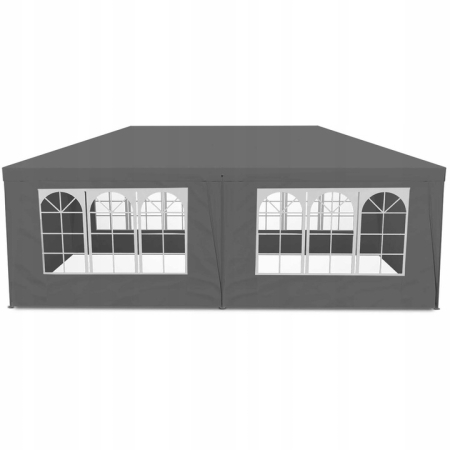 Gradina & balcon - Cort de gradina 300x600 cm, 6 pereti detasabili cu ferestre si usa, structura metalica, PE impermeabil, gri