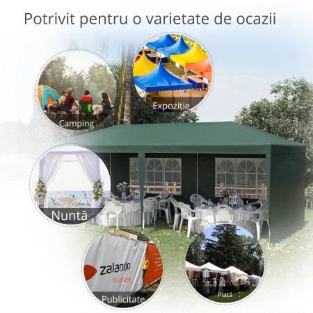  Cort de Gradina cu Orificii de Drenaj, Pereti Detasabili si Ferestre, 6x3 m, Verde [3]