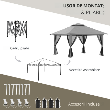  Cort foisor pliabil cu inaltime ajustabila, 4 Saci de greutati pentru Petreceri in aer liber pe terasa si in gradina [6]
