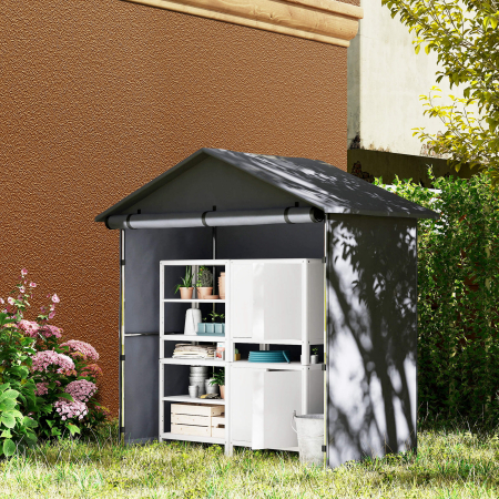 Cort Garaj cu Intrare Rulabila, Corzi si tarusi, 1.1x2 m, Gri inchis [1]
