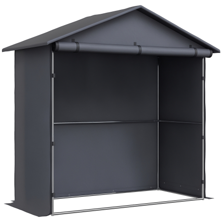 Gradina & balcon -  Cort Garaj cu Intrare Rulabila, Corzi si tarusi, 1.1x2 m, Gri inchis