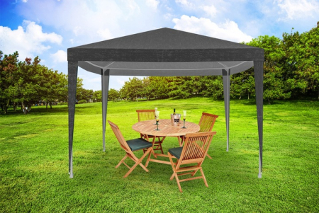 Pavilion gradina 300x300 cm cu 4 pereti laterali cu ferestre, PE 110g/m2 impermeabil, cadru otel, gri [9]