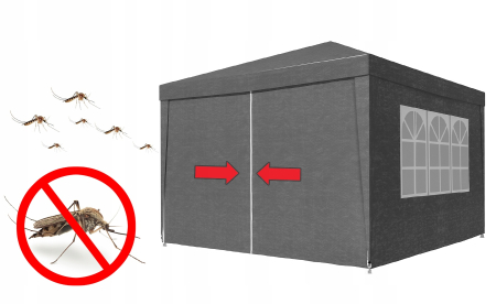 Pavilion gradina 300x300 cm cu 4 pereti laterali cu ferestre, PE 110g/m2 impermeabil, cadru otel, gri [6]