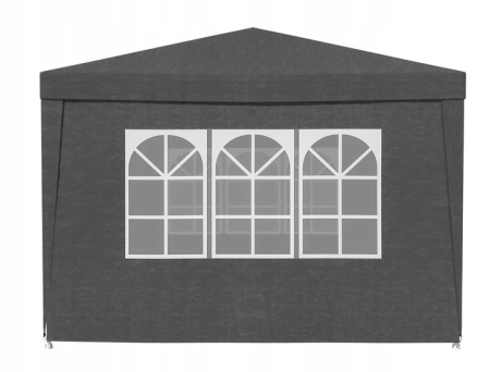 Pavilion gradina 300x300 cm cu 4 pereti laterali cu ferestre, PE 110g/m2 impermeabil, cadru otel, gri [13]