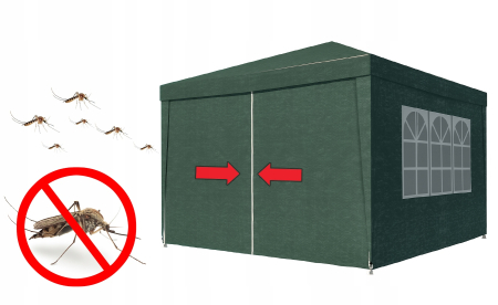 Pavilion gradina 300x300 cm cu 4 pereti laterali cu ferestre, PE 110g/m2 impermeabil, cadru otel, verde [7]