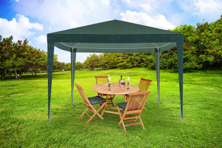 Pavilion gradina 300x300 cm cu 4 pereti laterali cu ferestre, PE 110g/m2 impermeabil, cadru otel, verde [6]