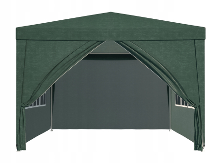 Pavilion gradina 300x300 cm cu 4 pereti laterali cu ferestre, PE 110g/m2 impermeabil, cadru otel, verde [12]