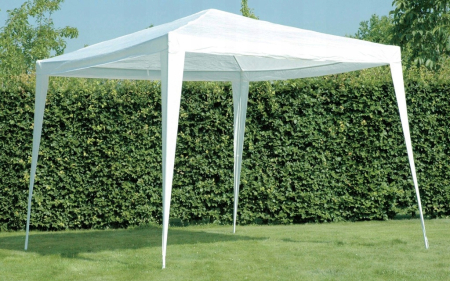 Pavilion gradina 300x300 cm, acoperis PE 90g/m2 impermeabil, cadru otel, kit fixare corzi si pini, alb [2]