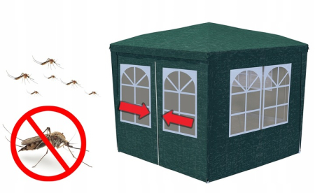 Cort pavilion de gradina hexagonal, 200x200 cm, cu pereti laterali cu ferestre, impermeabil cu rezistenta UV, verde [5]