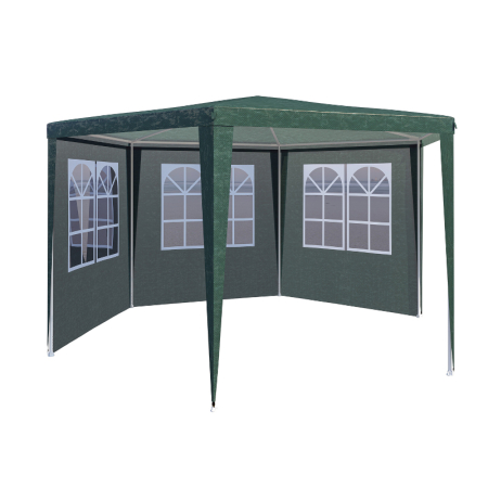 Cort pavilion de gradina hexagonal, 200x200 cm, cu pereti laterali cu ferestre, impermeabil cu rezistenta UV, verde [3]
