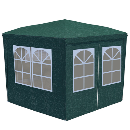 Pavilioane - Cort pavilion de gradina hexagonal, 200x200 cm, cu pereti laterali cu ferestre, impermeabil cu rezistenta UV, verde