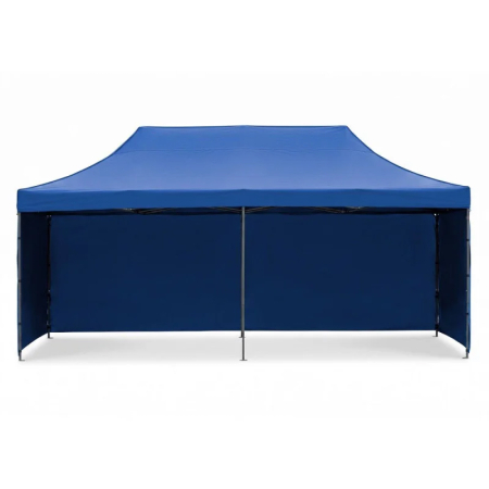 Cort pavilion de gradina, pliere rapida, 300x600 cm, inaltime reglabila, cu 3 pereti laterali, impermeabil, albastru [4]