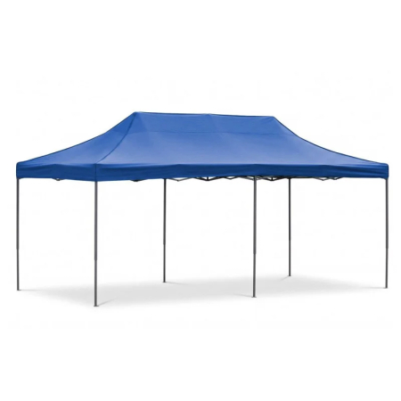 Cort pavilion de gradina, pliere rapida, 300x600 cm, inaltime reglabila, cu 3 pereti laterali, impermeabil, albastru [5]