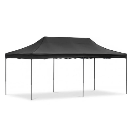 Cort pavilion de gradina, pliere rapida, 300x600 cm, inaltime reglabila, cu 3 pereti laterali, impermeabil, negru [5]