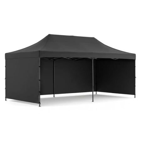 Gradina & balcon - Cort pavilion de gradina, pliere rapida, 300x600 cm, inaltime reglabila, cu 3 pereti laterali, impermeabil, negru